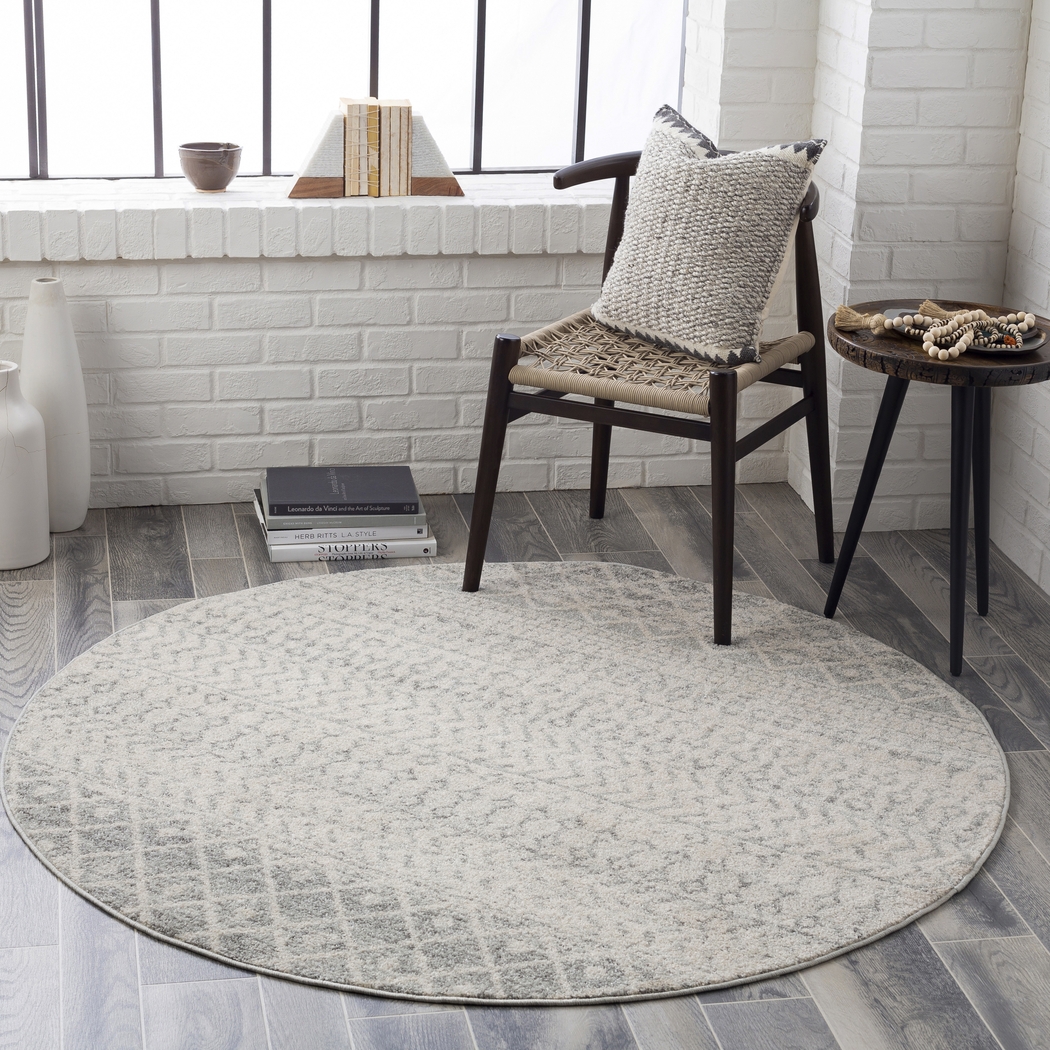 Chelsina I Light Gray 4' Round Rug - Thumbnail - Image 2