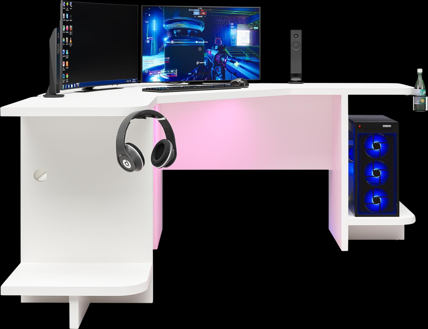 Chelswolde White Gaming Desk - Thumbnail - Image 12