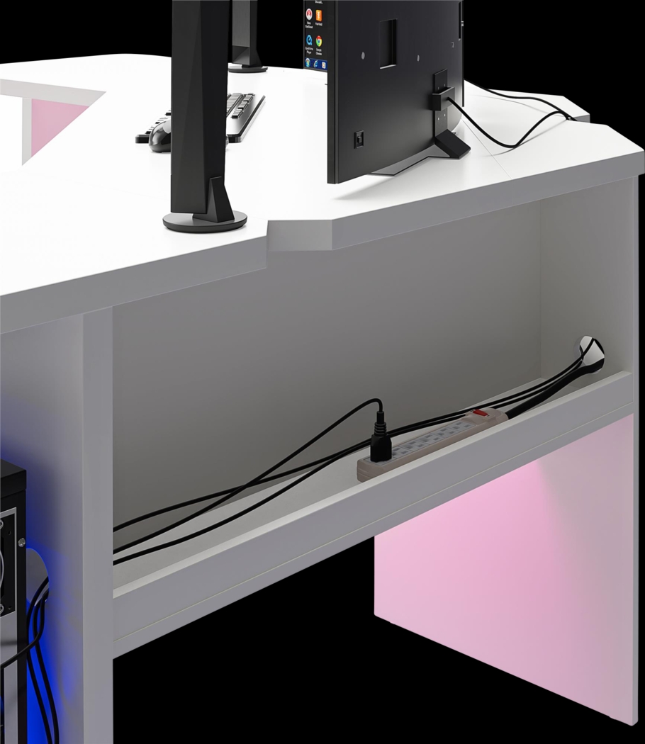 Chelswolde White Gaming Desk - Thumbnail - Image 13