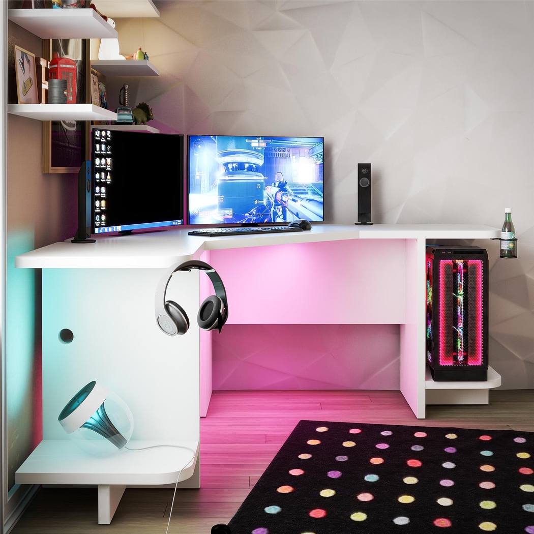 Chelswolde White Gaming Desk - Thumbnail - Image 3
