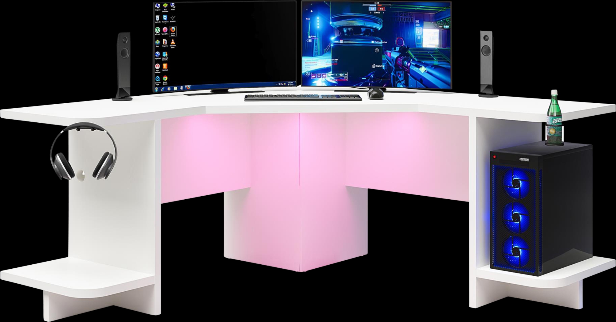 Chelswolde White Gaming Desk - Thumbnail - Image 4