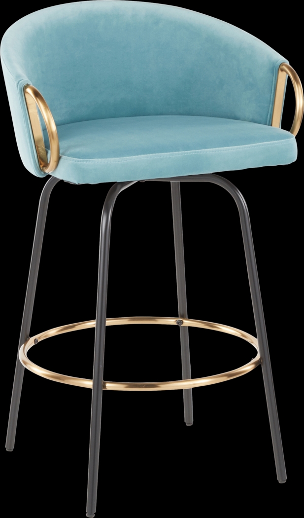 Cherlyn Blue Velvet Counter Height Stool, Set of 2 - Thumbnail - Image 2