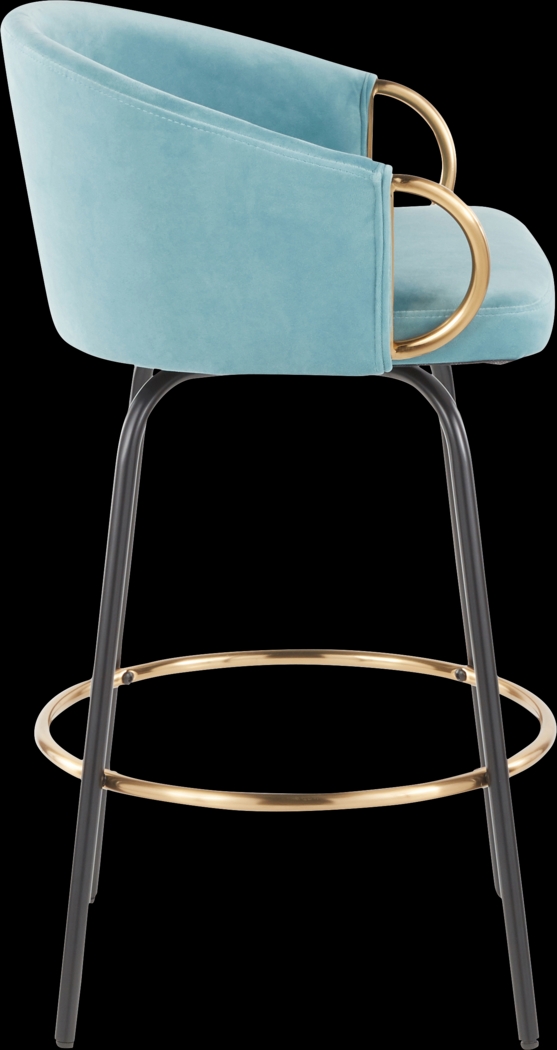Cherlyn Blue Velvet Counter Height Stool, Set of 2 - Thumbnail - Image 3