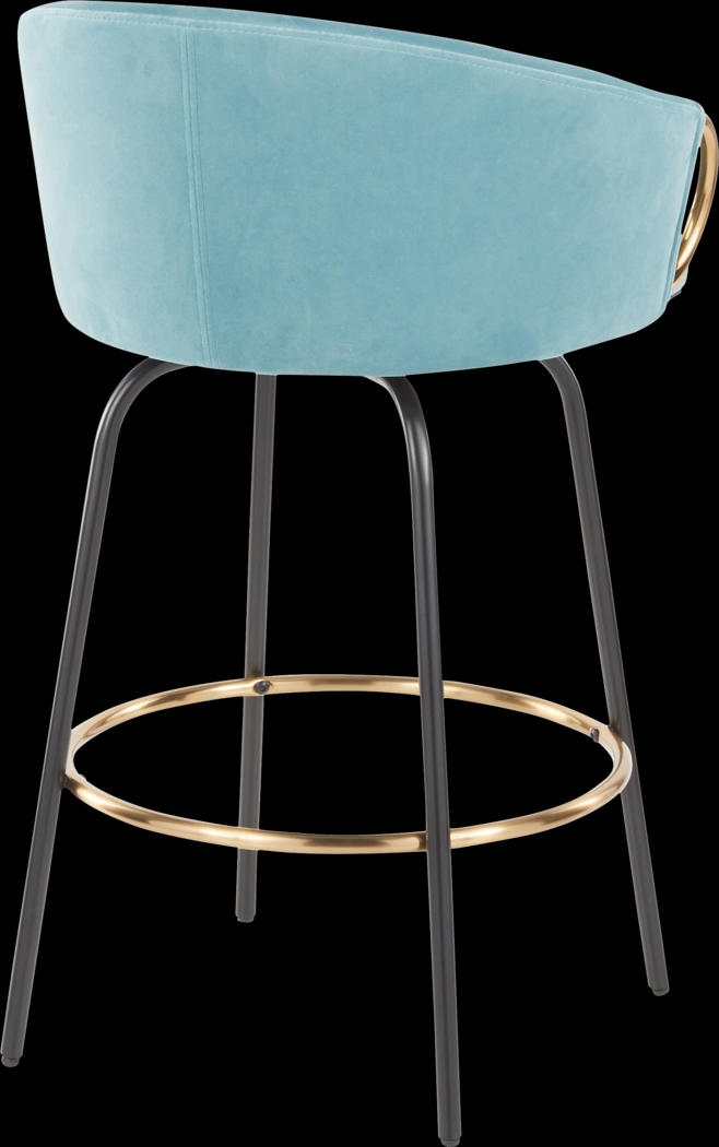 Cherlyn Blue Velvet Counter Height Stool, Set of 2 - Thumbnail - Image 4