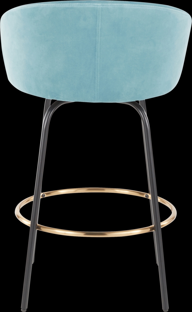 Cherlyn Blue Velvet Counter Height Stool, Set of 2 - Thumbnail - Image 5