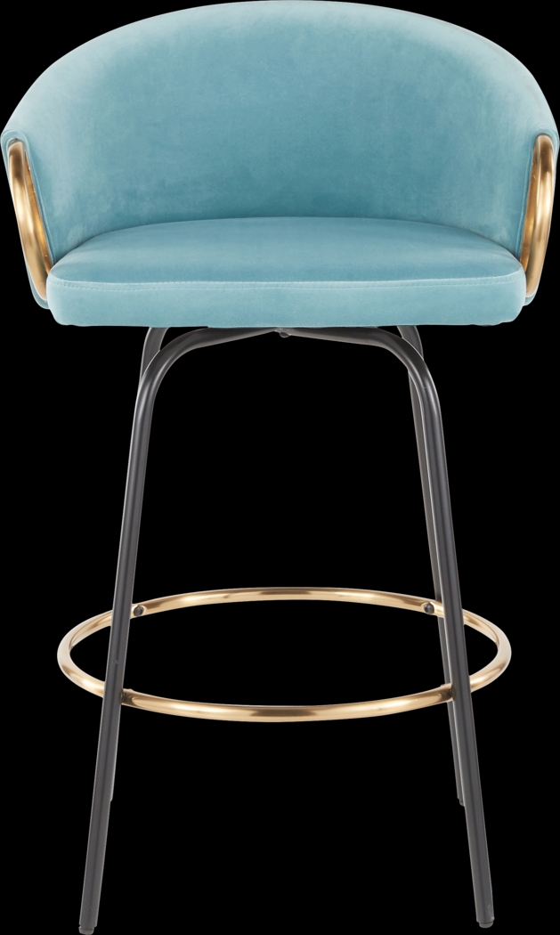 Cherlyn Blue Velvet Counter Height Stool, Set of 2 - Thumbnail - Image 6