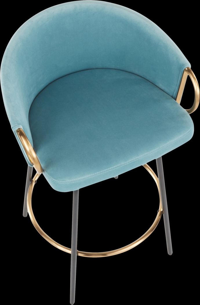 Cherlyn Blue Velvet Counter Height Stool, Set of 2 - Thumbnail - Image 7