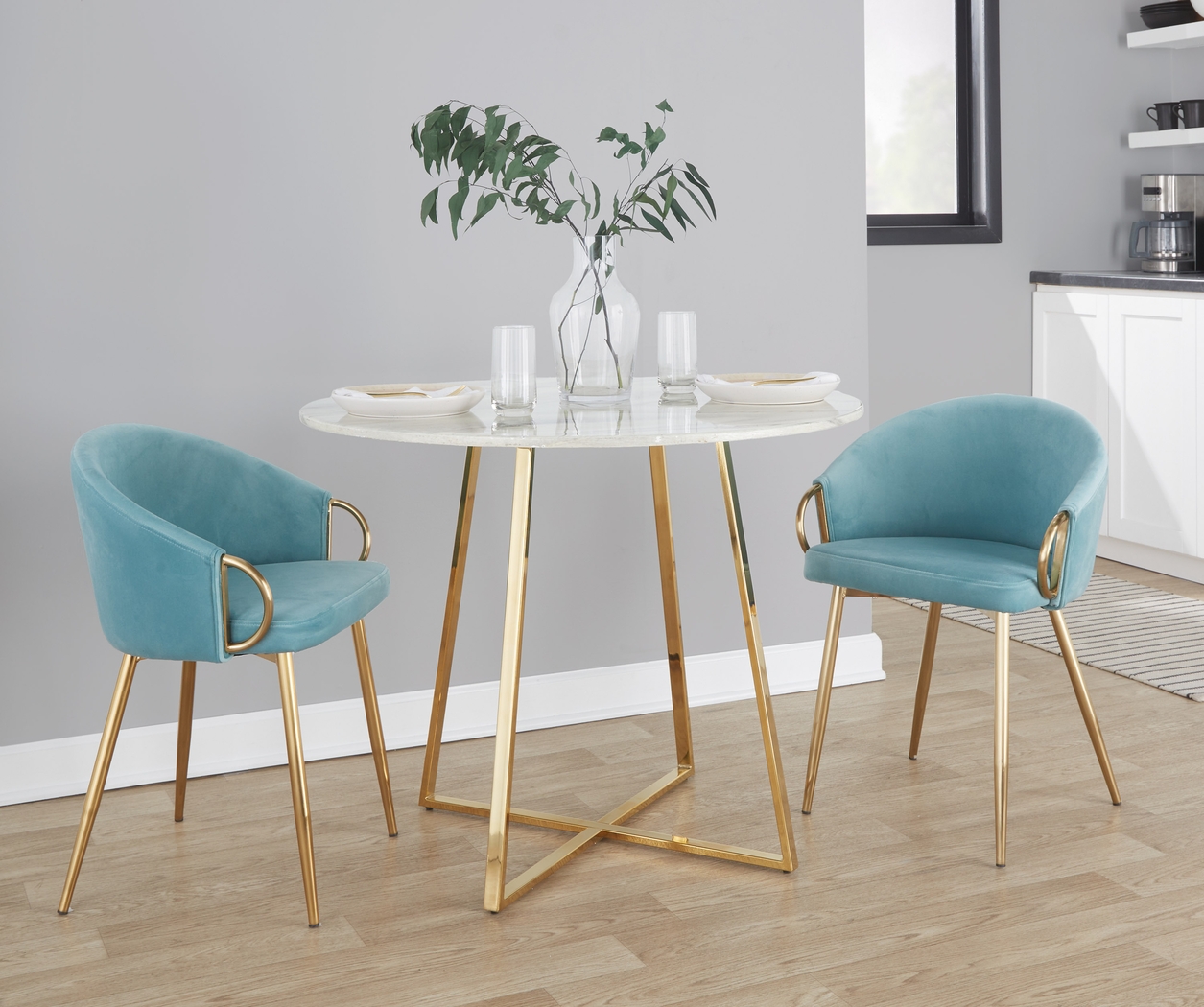 Cherlyn Blue Side Chair, Set of 2 - Thumbnail - Image 2