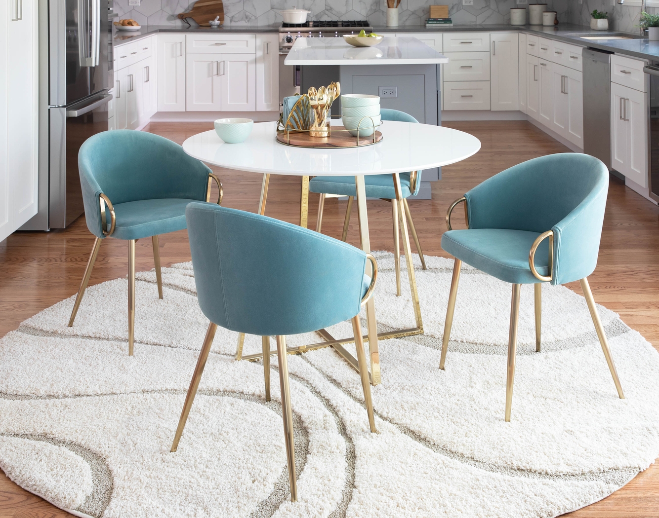 Cherlyn Blue Side Chair, Set of 2 - Thumbnail - Image 3