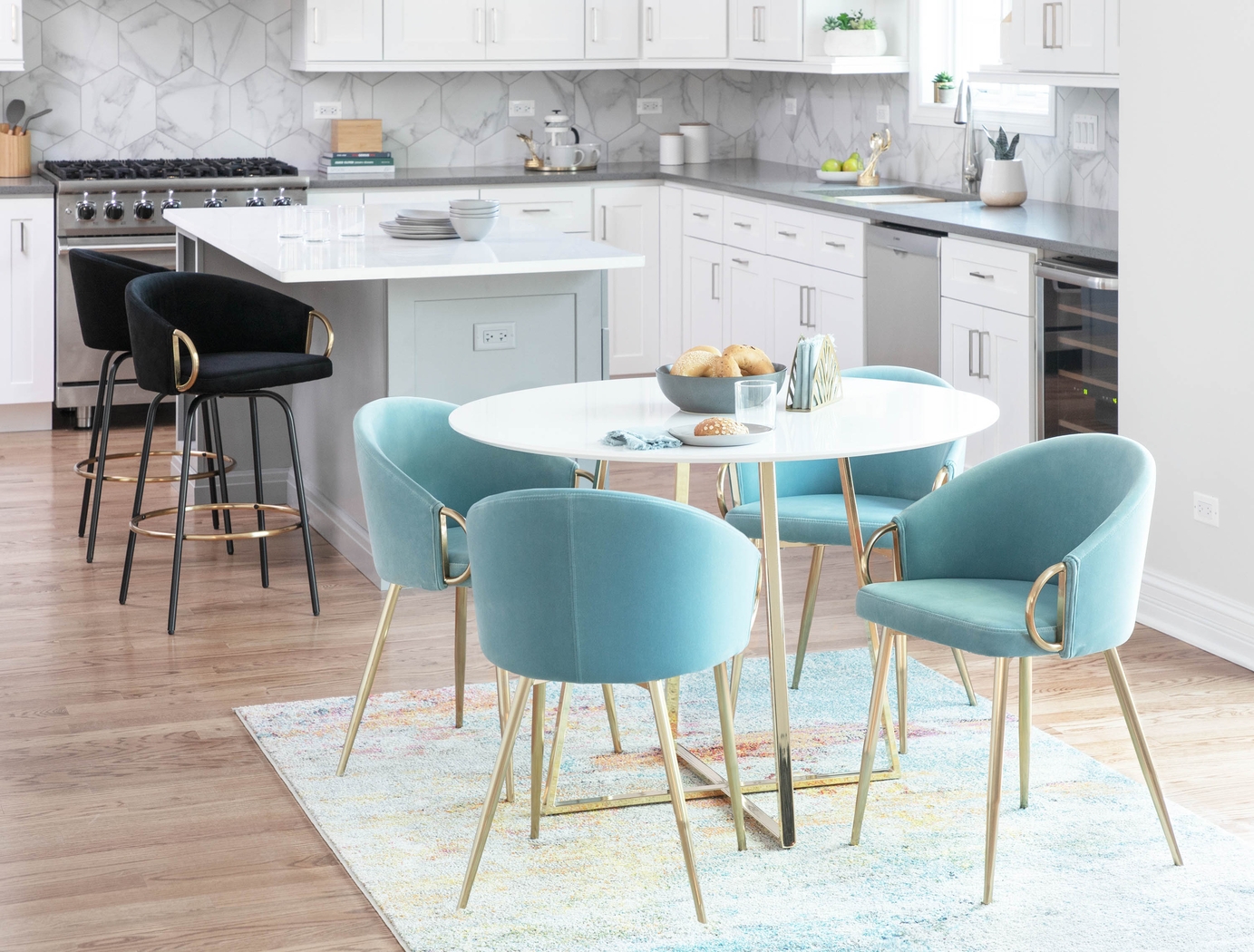 Cherlyn Blue Side Chair, Set of 2 - Thumbnail - Image 5