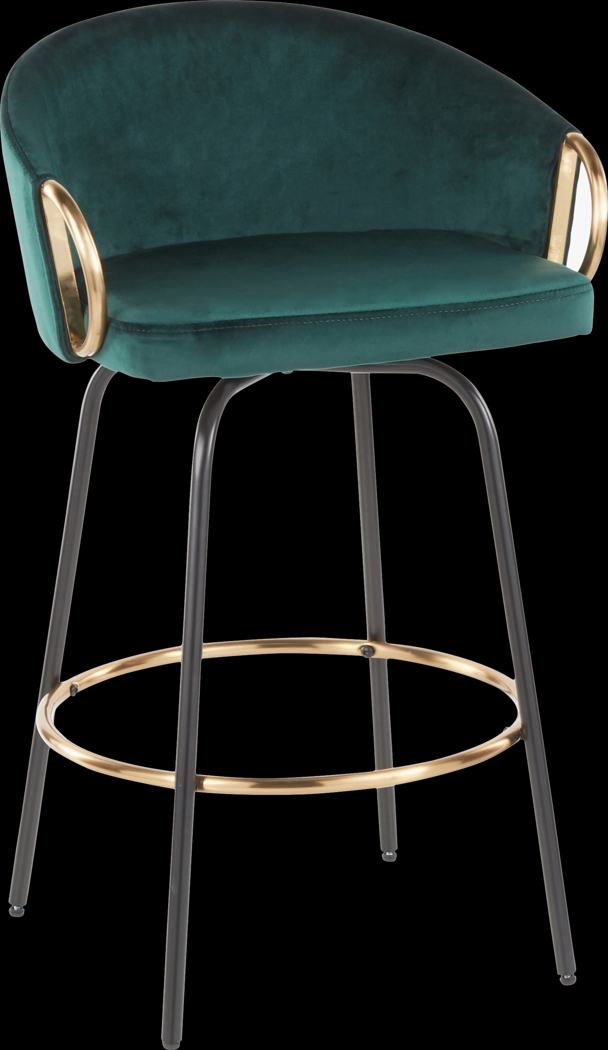 Cherlyn Green Velvet Counter Height Stool, Set of 2 - Thumbnail - Image 2