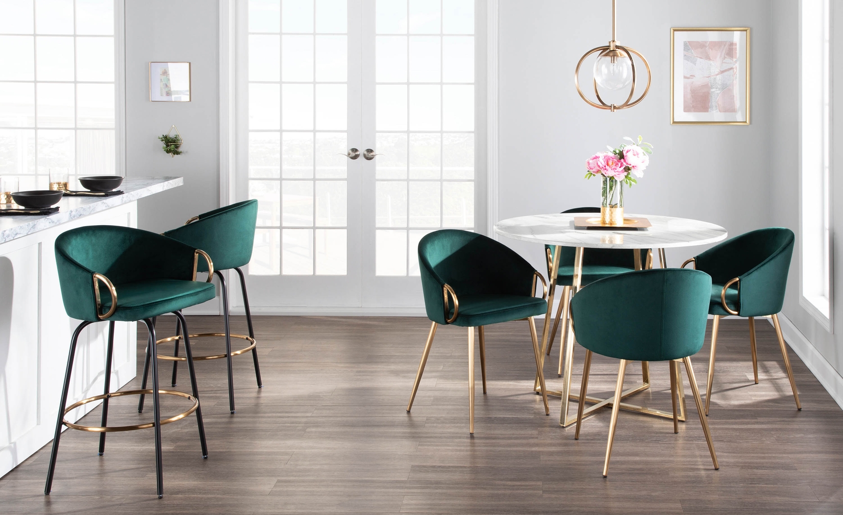 Cherlyn Green Velvet Counter Height Stool, Set of 2 - Thumbnail - Image 9