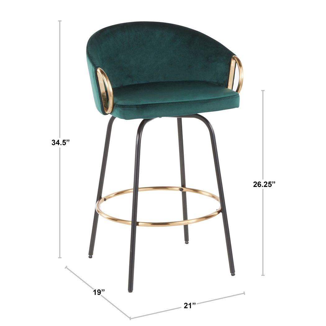 Cherlyn Green Velvet Counter Height Stool, Set of 2 - Thumbnail - Image 10