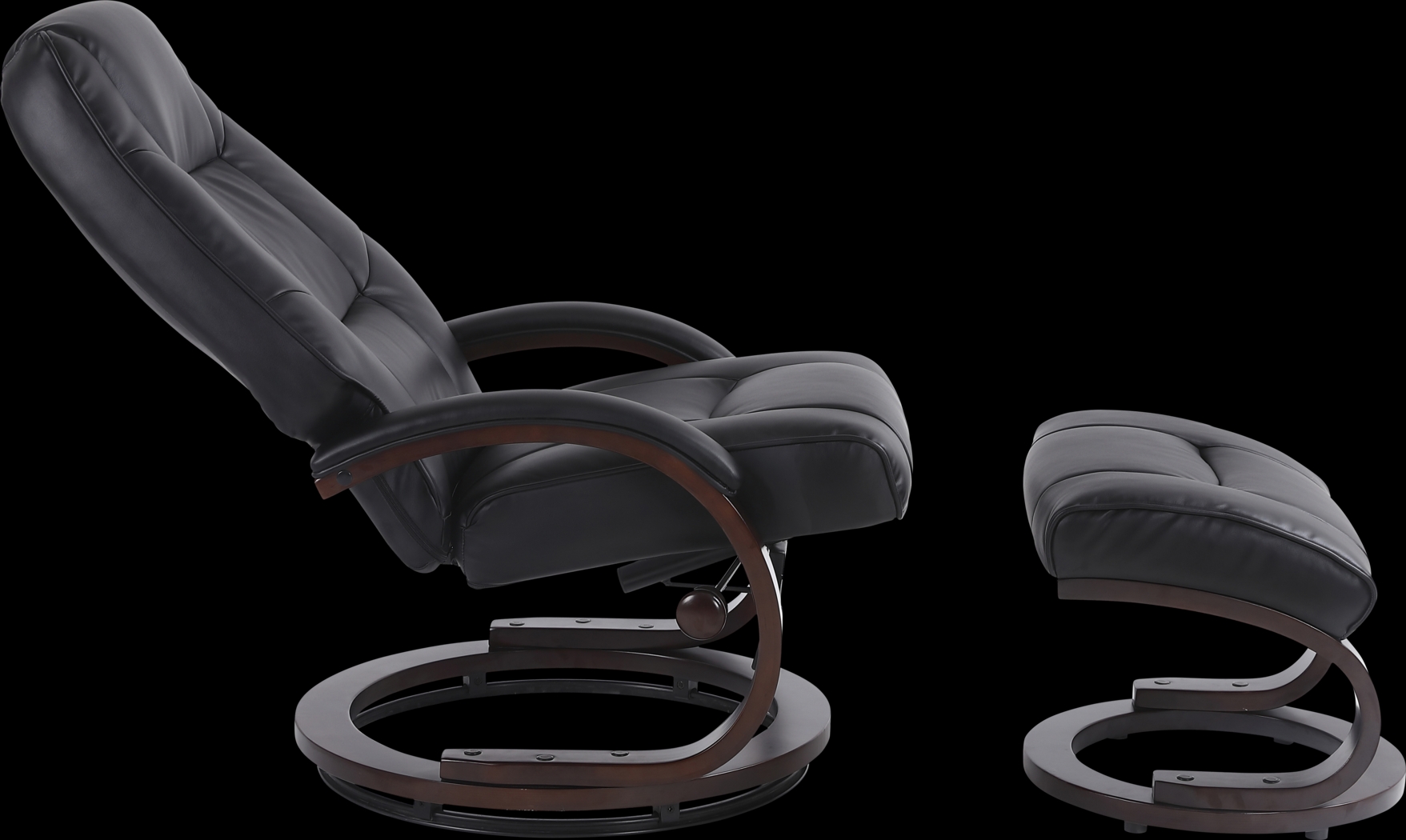 Cherwek Black Manual Recliner and Ottoman - Thumbnail - Image 3