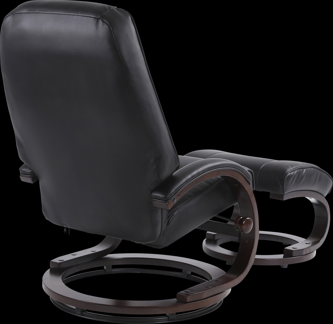 Cherwek Black Manual Recliner and Ottoman - Thumbnail - Image 5