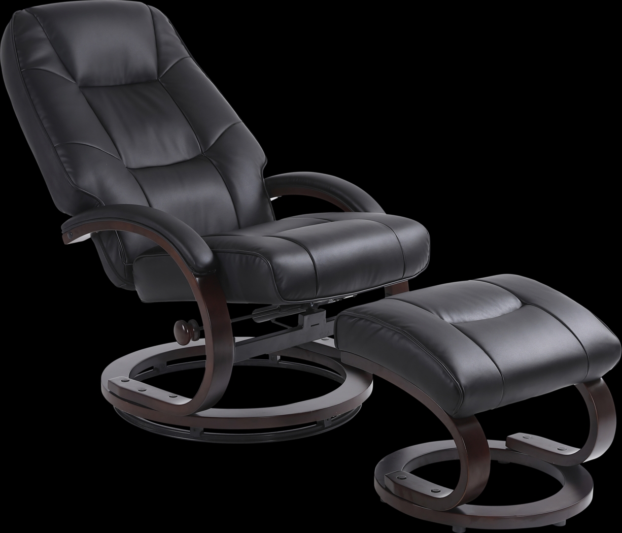 Cherwek Black Manual Recliner and Ottoman - Thumbnail - Image 6