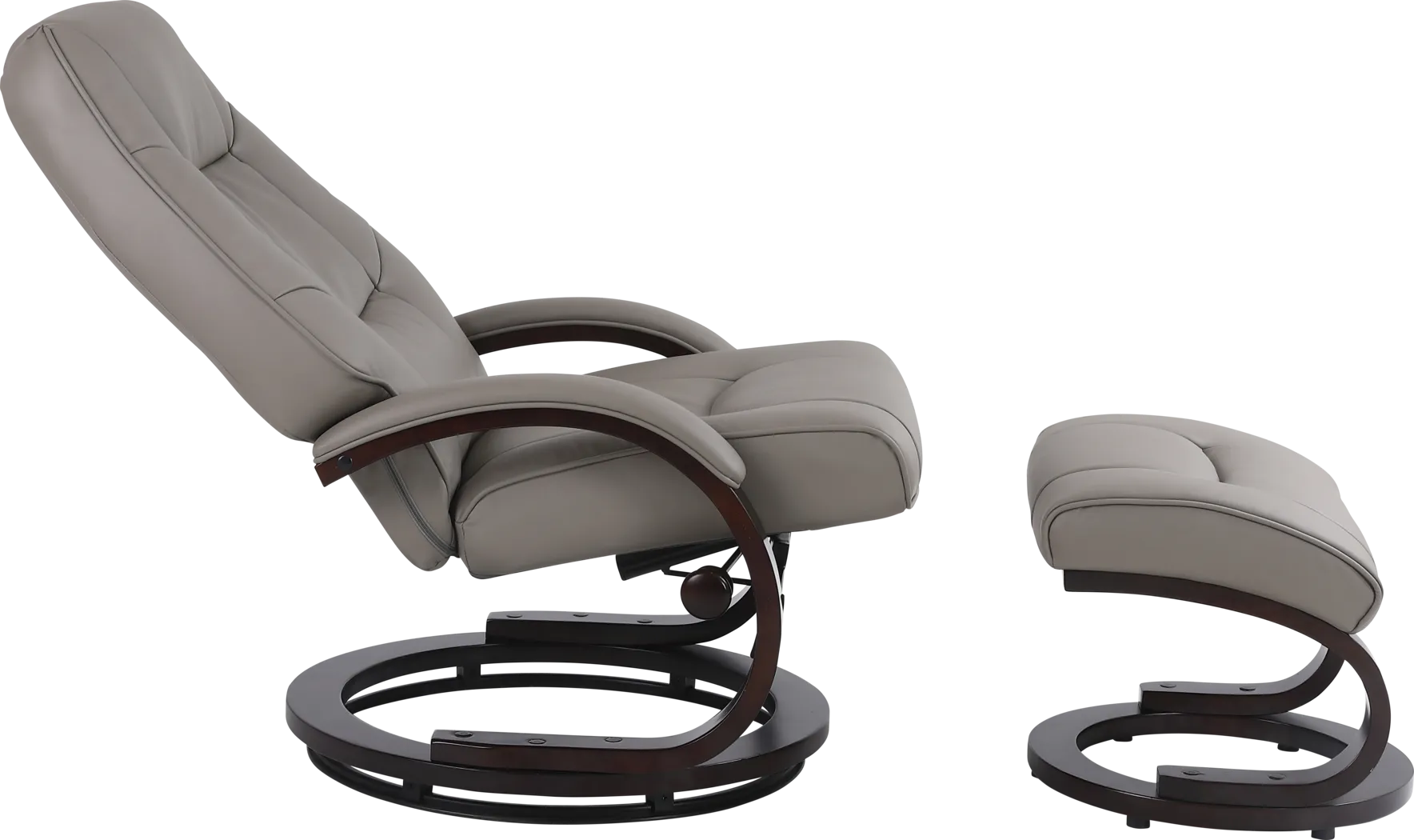 Cherwek Gray Manual Recliner and Ottoman - Thumbnail - Image 3