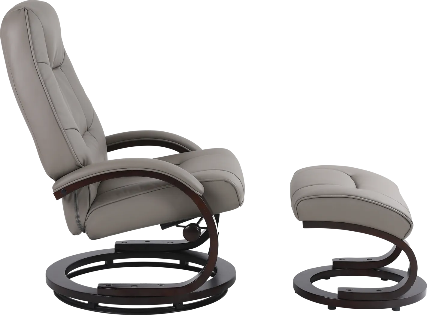 Cherwek Gray Manual Recliner and Ottoman - Thumbnail - Image 4