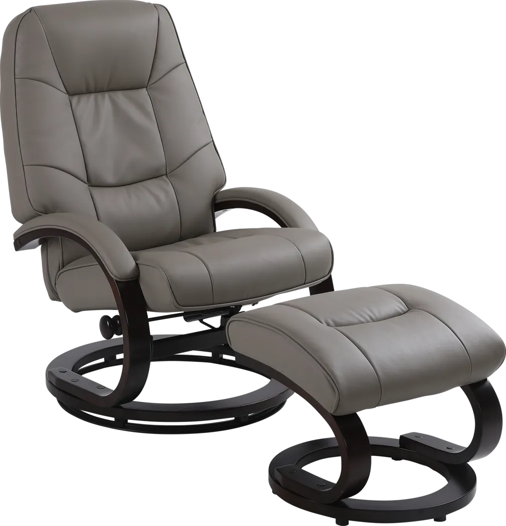 Cherwek Gray Manual Recliner and Ottoman - Thumbnail - Image 1
