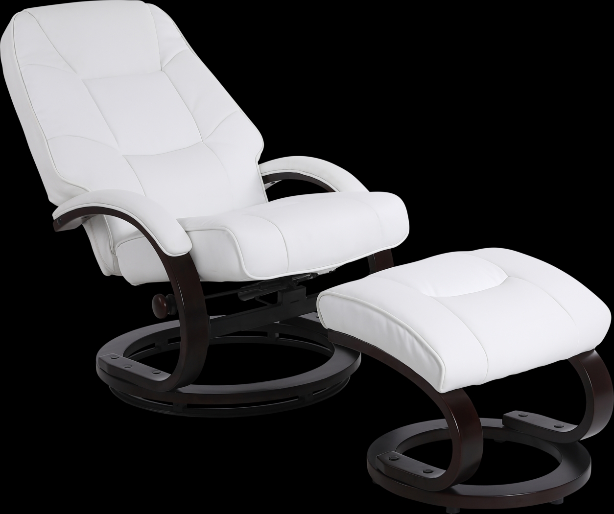 Cherwek White Manual Recliner and Ottoman - Thumbnail - Image 3