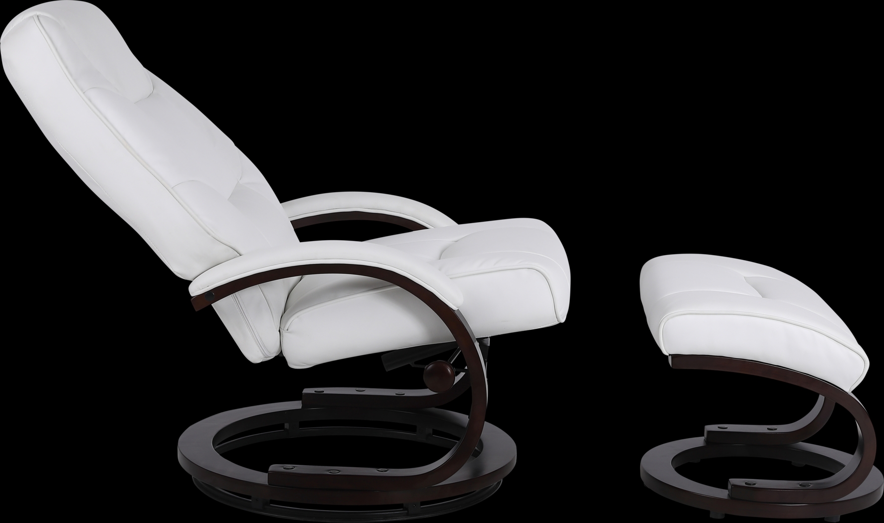 Cherwek White Manual Recliner and Ottoman - Thumbnail - Image 4