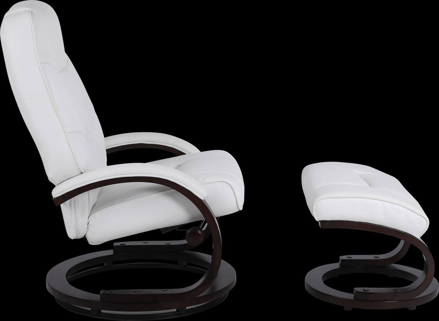 Cherwek White Manual Recliner and Ottoman - Thumbnail - Image 5
