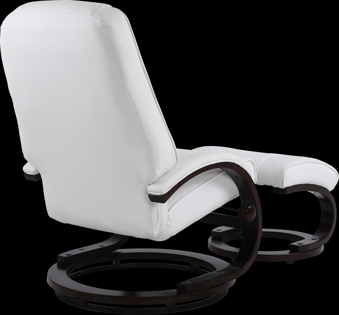 Cherwek White Manual Recliner and Ottoman - Thumbnail - Image 6