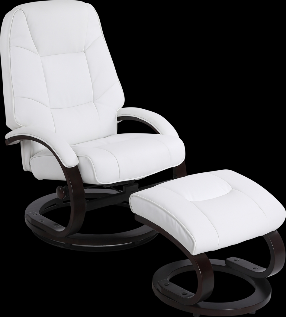 Cherwek White Manual Recliner and Ottoman - Thumbnail - Image 1