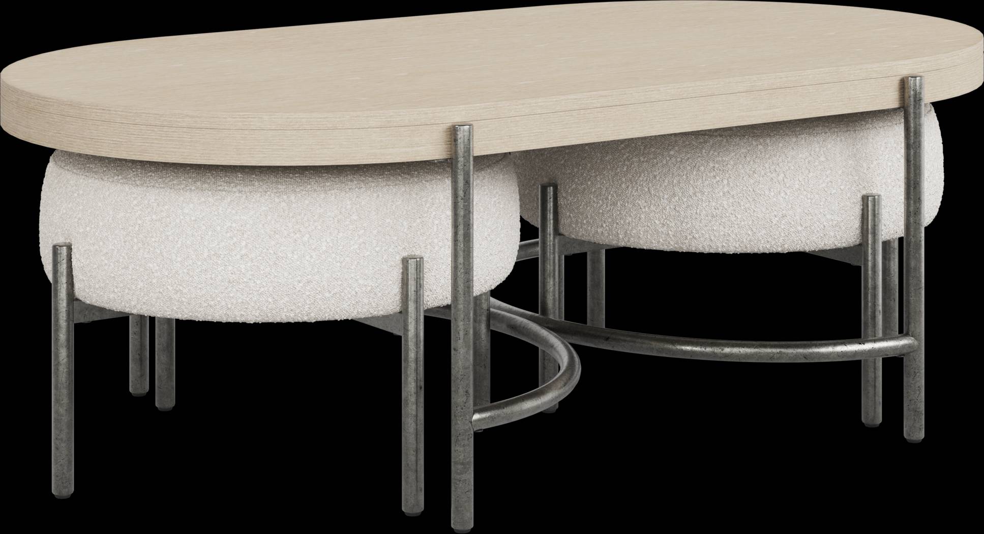 Cheshire Gray Cocktail Table with Two Ottomans - Thumbnail - Image 1