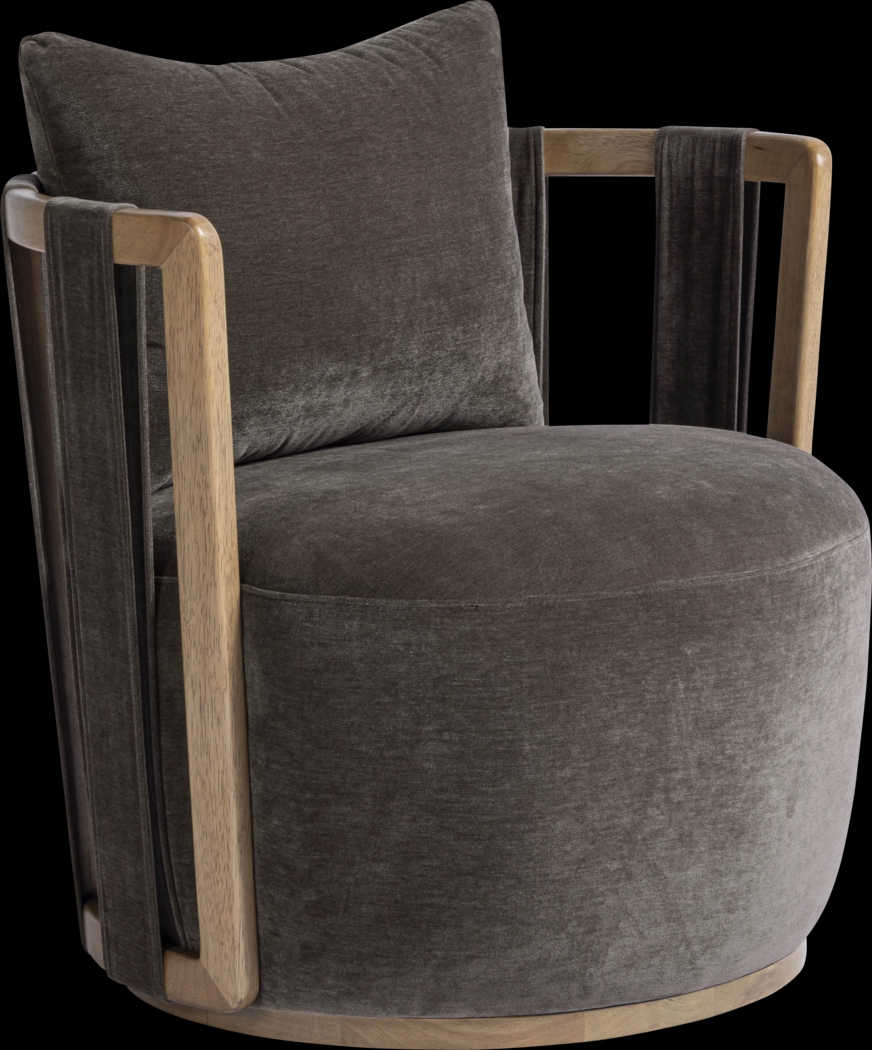 Chesterna Dark Brown Swivel Accent Chair - Thumbnail - Image 1