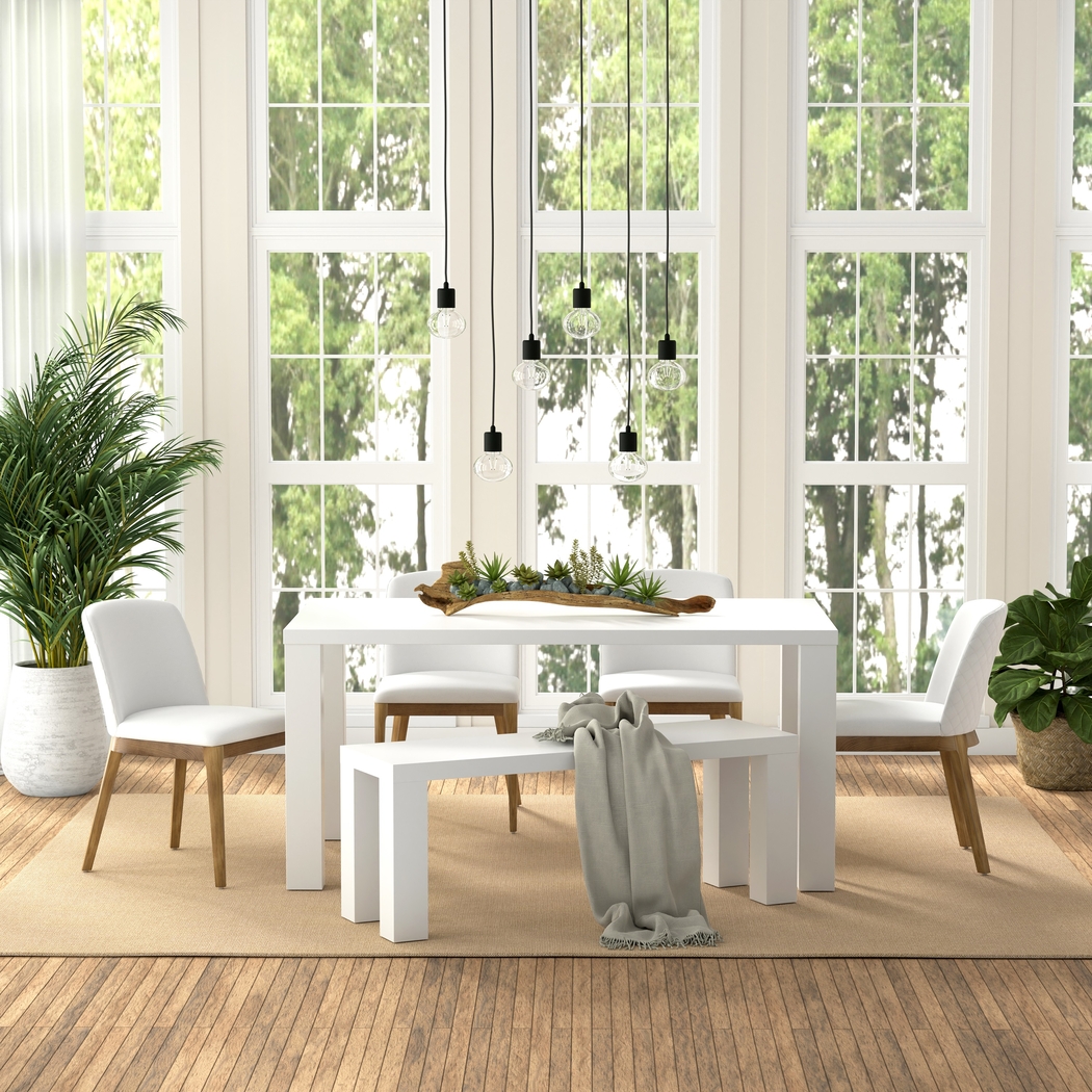 Chevae White 49 in. Dining Bench - Thumbnail - Image 2