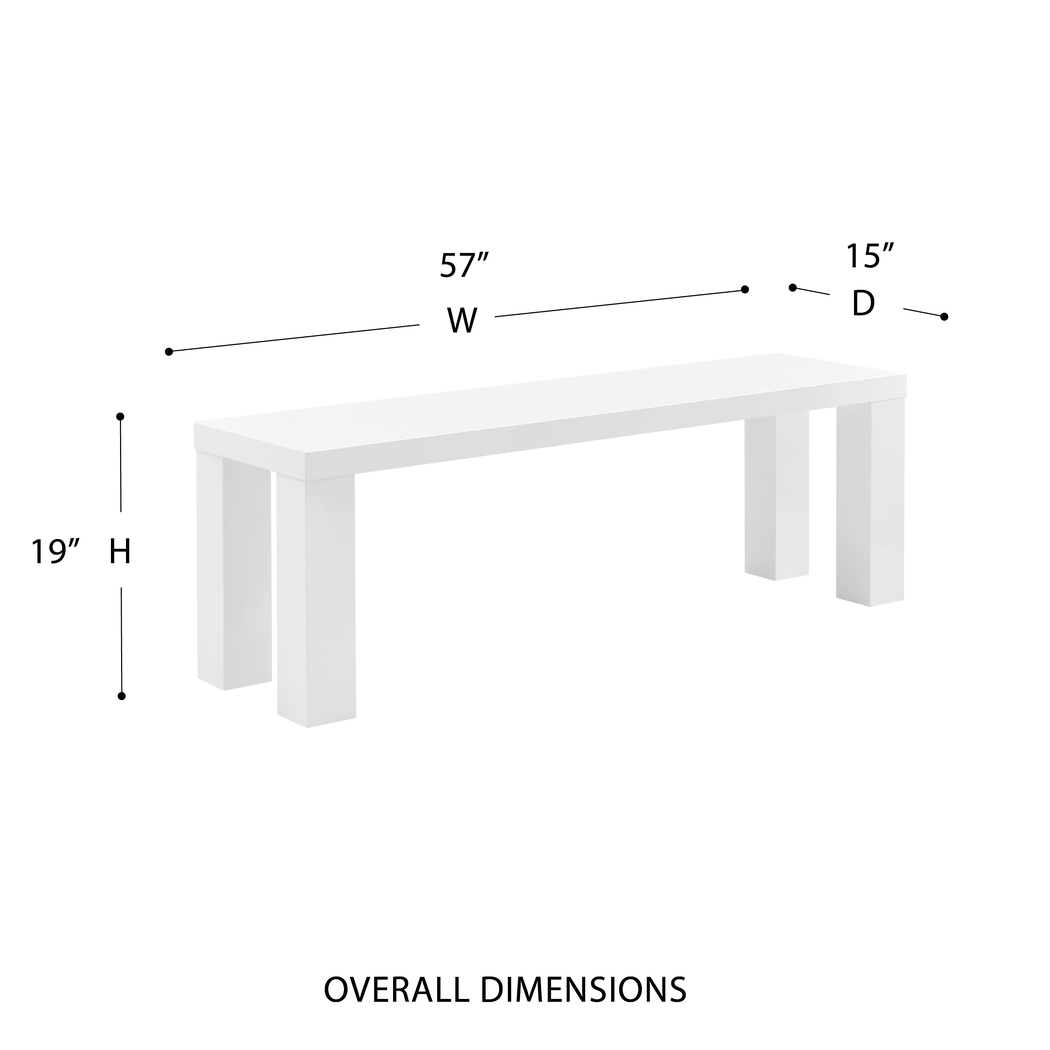 Chevae White 57 in. Dining Bench - Thumbnail - Image 6