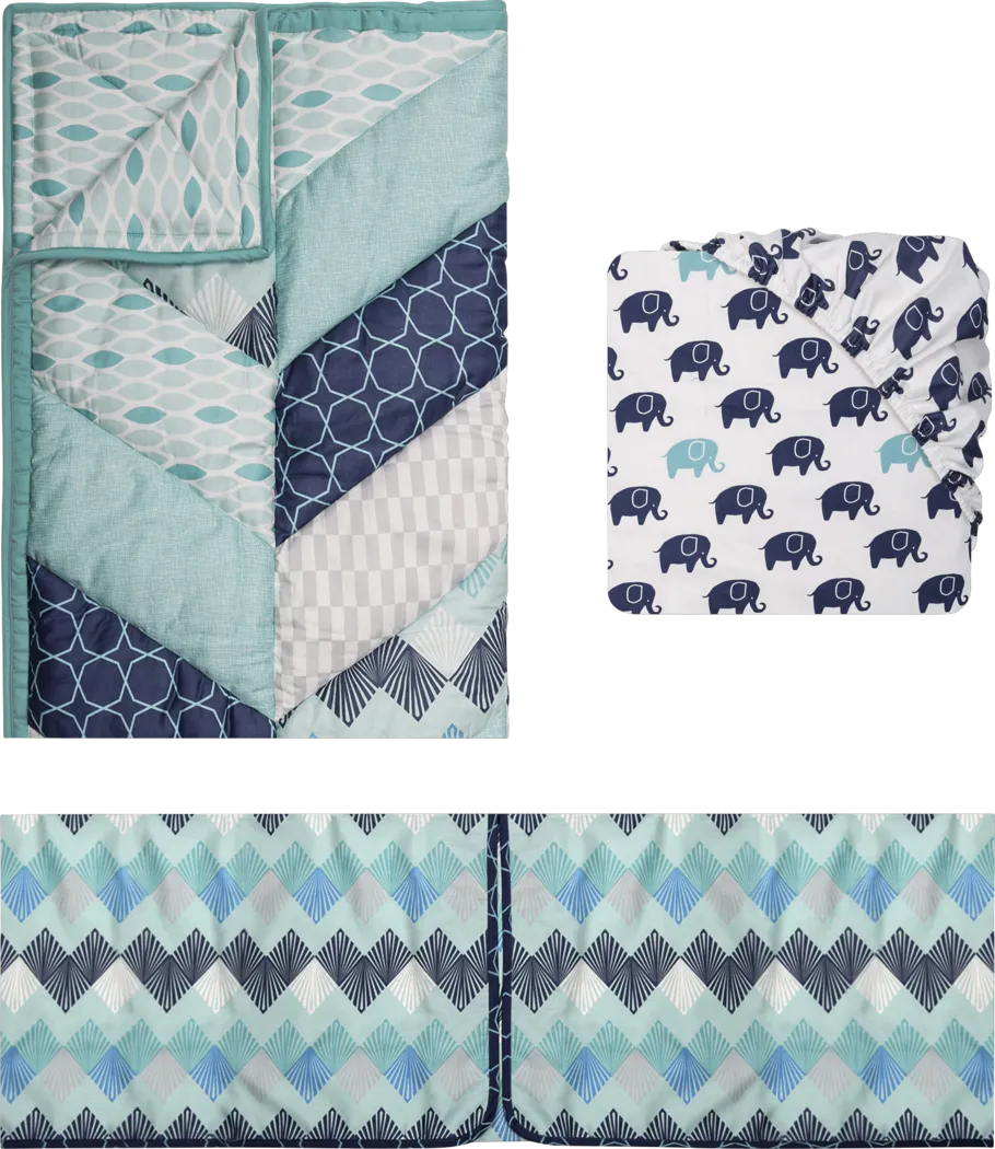 Chevie Place Aqua 3 Pc Baby Bedding Set - Thumbnail - Image 2
