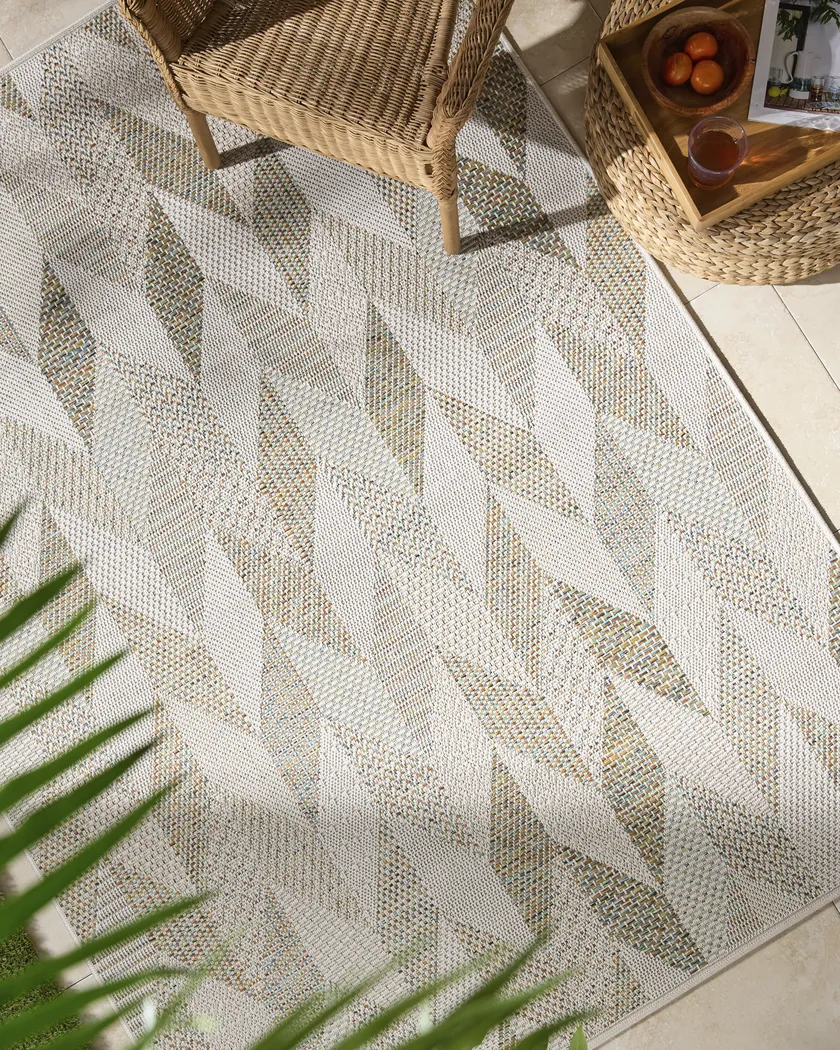 Chevron Vista Tan Multi 5'x7' Indoor/Outdoor Rug - Image 2