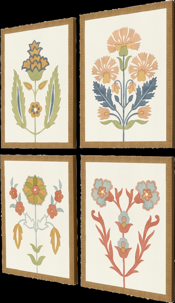 Chic Flourish Beige Artwork, Set of 4 - Thumbnail - Image 3