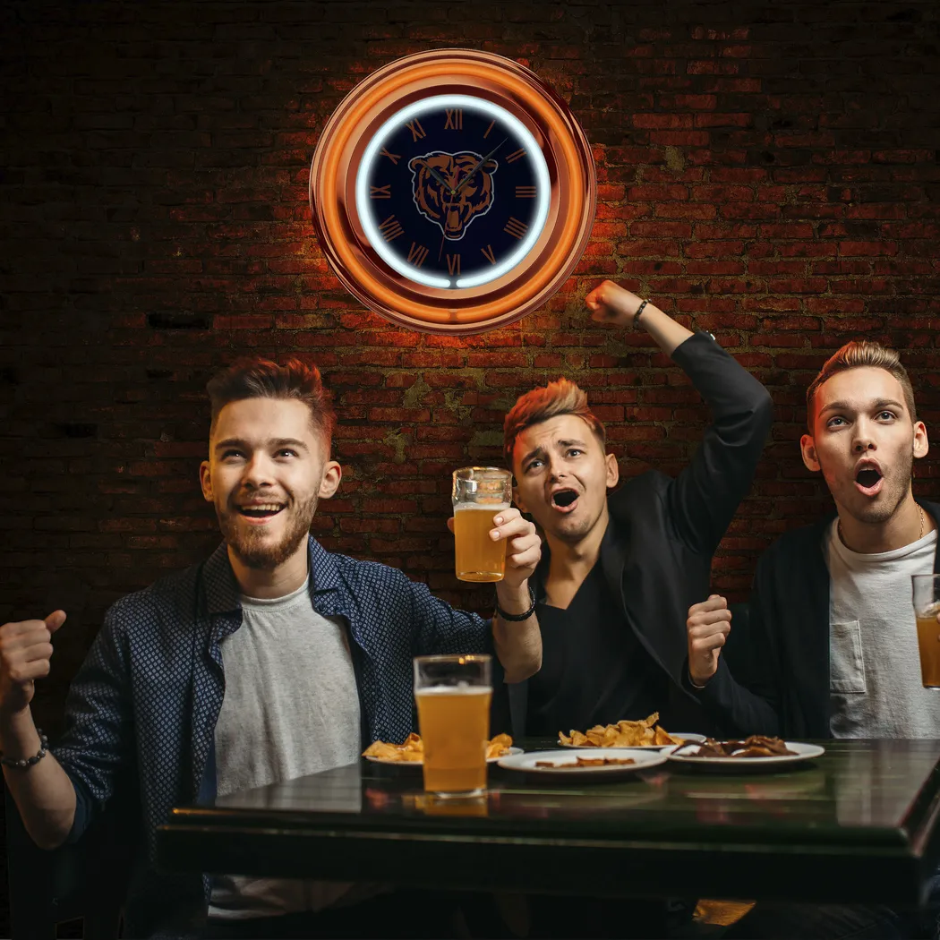 Chicago Bears Blue Neon Wall Clock - Thumbnail - Image 5
