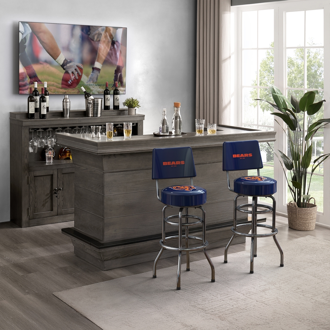 Chicago Bears Navy Swivel Barstool with Back - Thumbnail - Image 2