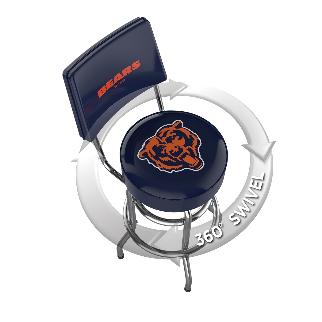 Chicago Bears Navy Swivel Barstool with Back - Thumbnail - Image 3
