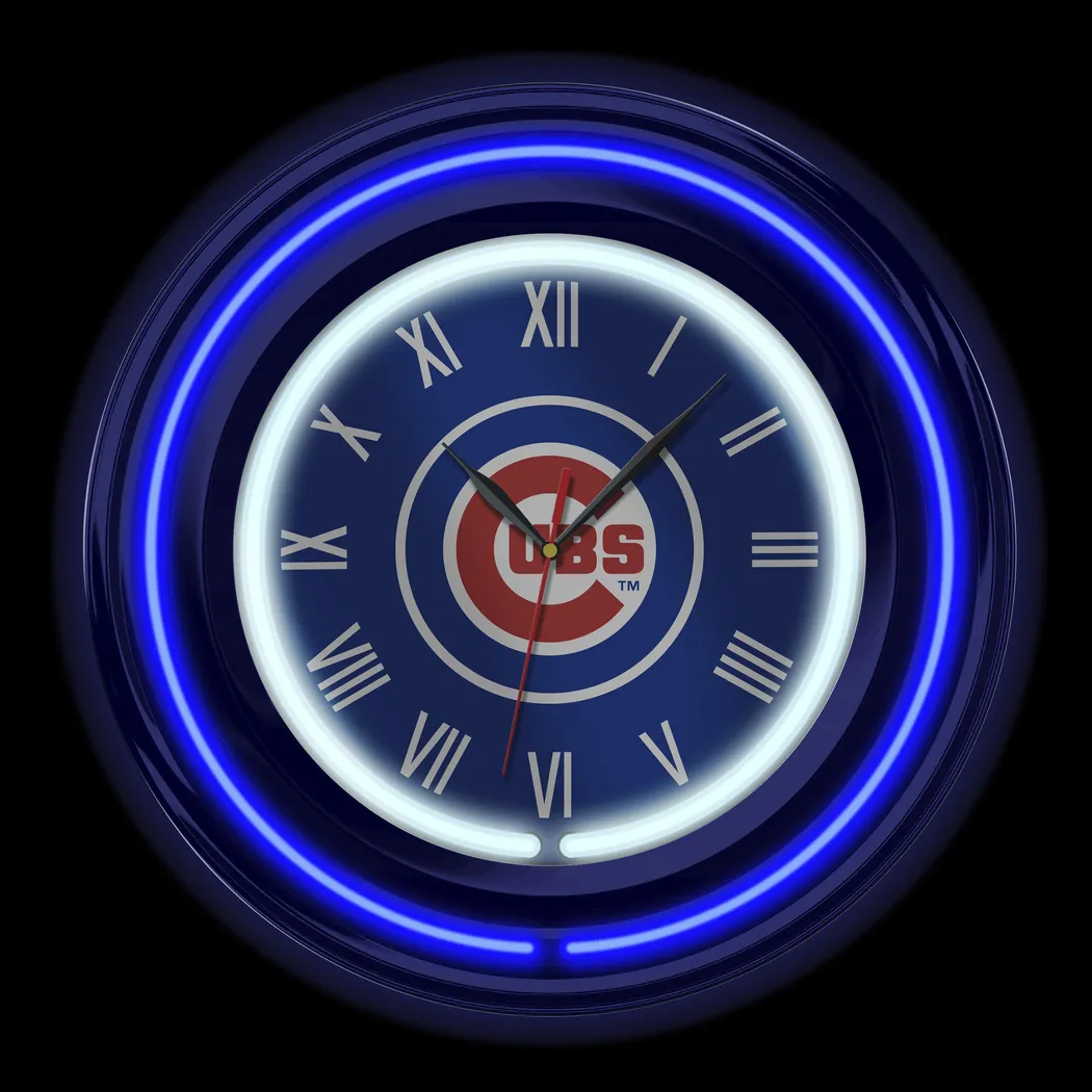 Chicago Cubs Blue Neon Wall Clock - Thumbnail - Image 3