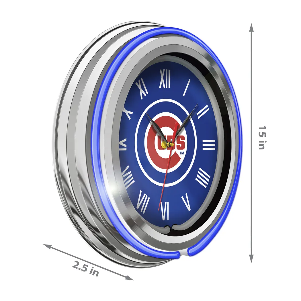 Chicago Cubs Blue Neon Wall Clock - Thumbnail - Image 4
