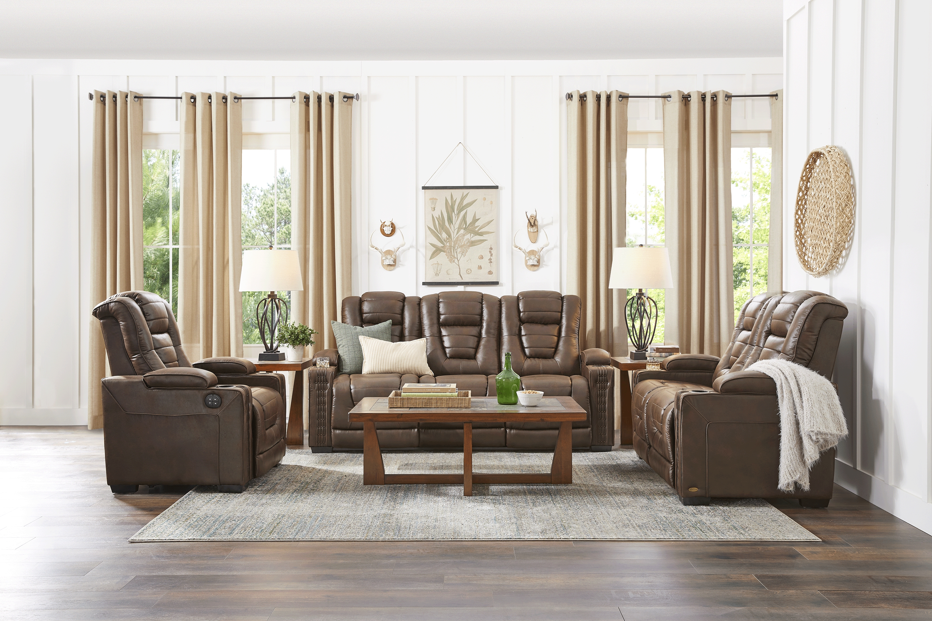 Eric Church Highway To Home Chief Brown 3 Pc Living Room with Dual Power Reclining Sofa - Thumbnail - Image 1