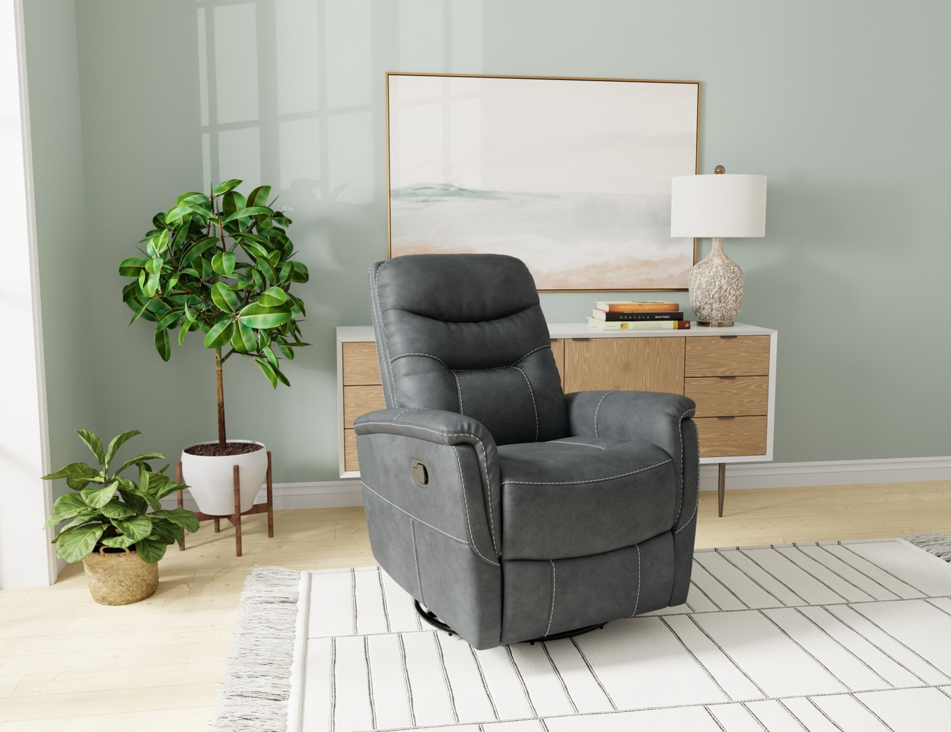 Chierii Dark Gray Glider Recliner - Thumbnail - Image 2