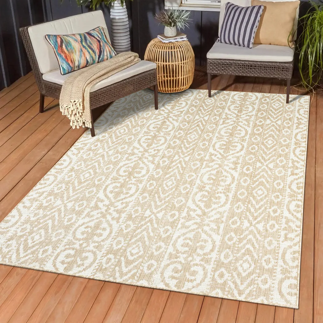 Chiley Beige 6'9 x 9' Indoor,Outdoor Rug - Thumbnail - Image 2