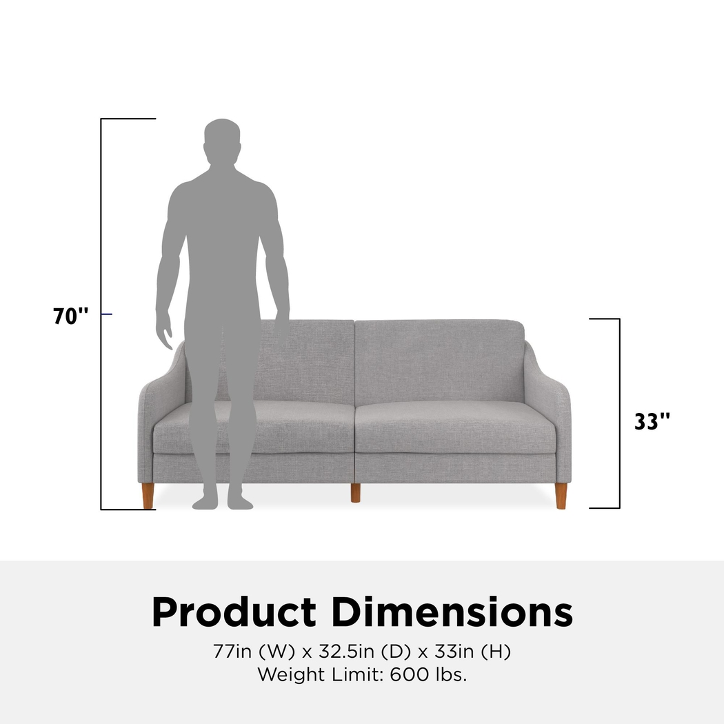 Chinauld II Light Gray Futon - Thumbnail - Image 10