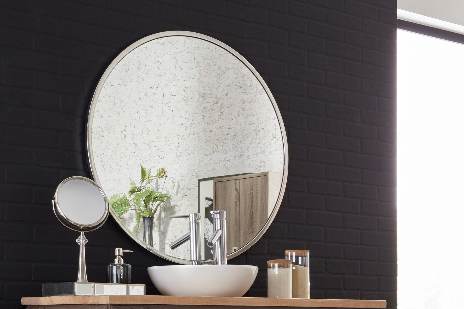 Chintal Silver Round Mirror - Thumbnail - Image 3