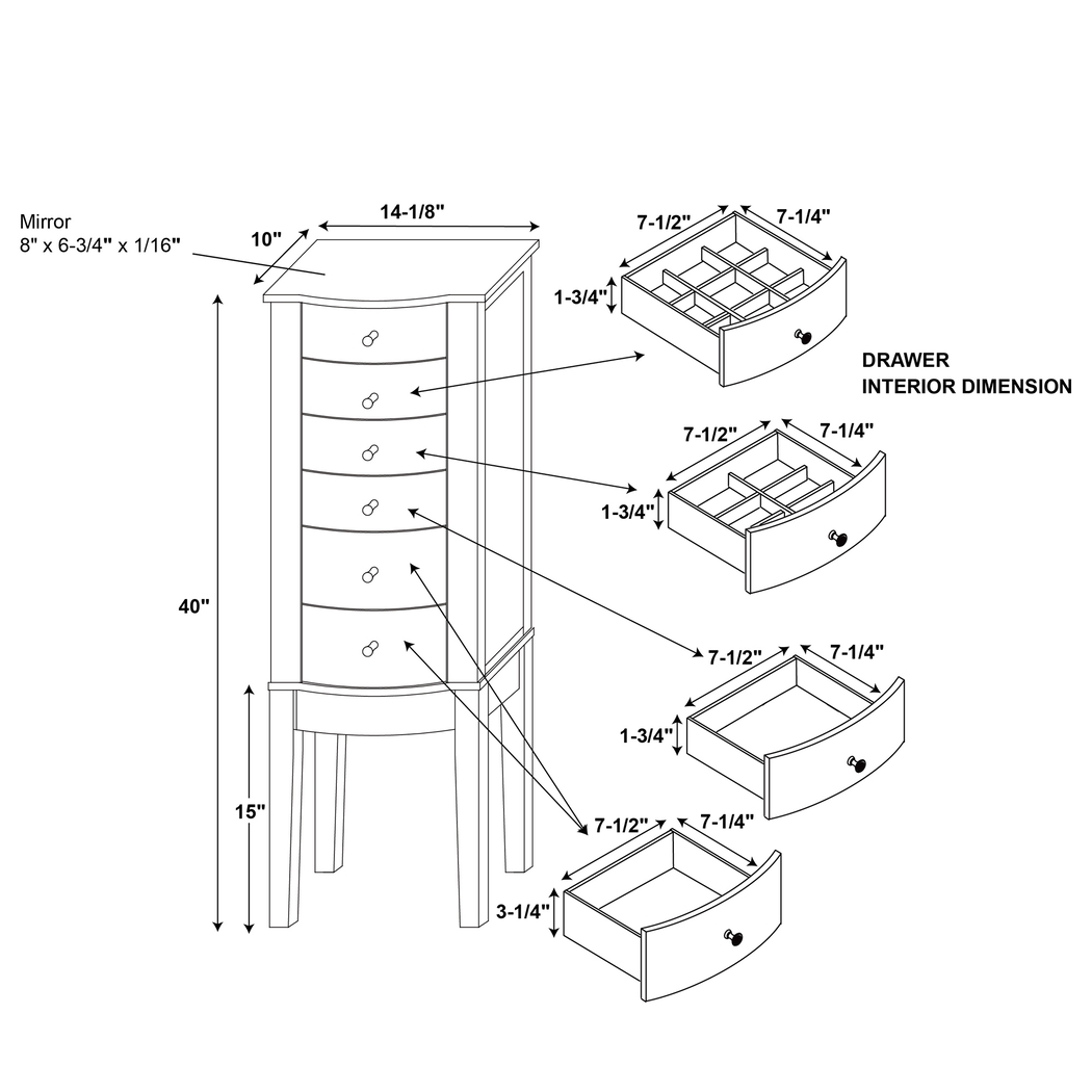 Chipco Brown Jewelry Armoire - Thumbnail - Image 15