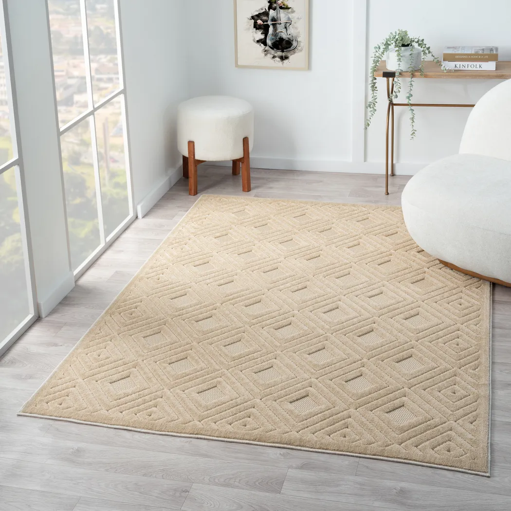 Chivons Beige 7'10 x 9'10 Indoor,Outdoor Rug - Thumbnail - Image 2