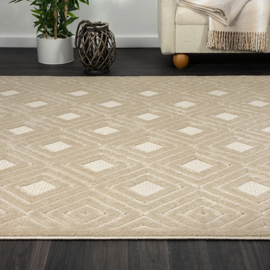 Chivons Beige 7'10 x 9'10 Indoor,Outdoor Rug - Thumbnail - Image 3