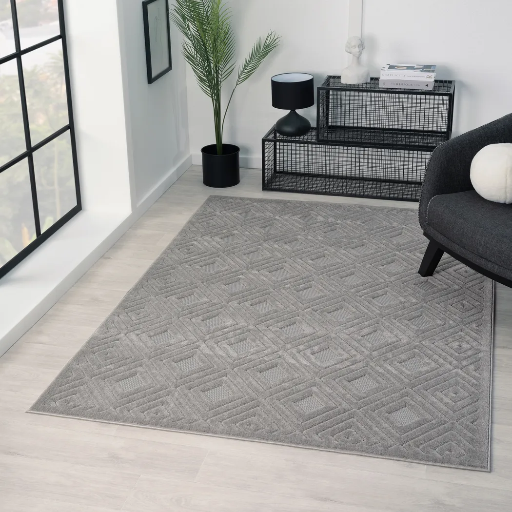 Chivons Gray 7'10 x 9'10 Indoor,Outdoor Rug - Thumbnail - Image 2
