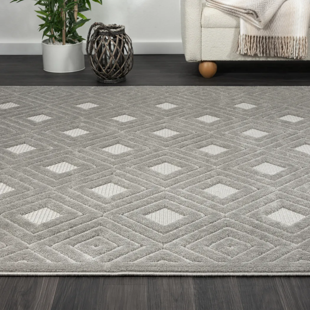 Chivons Gray 7'10 x 9'10 Indoor,Outdoor Rug - Thumbnail - Image 3